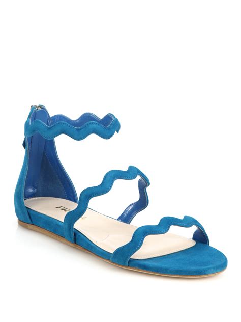 prada scalloped suede sandal|prada flat sandals.